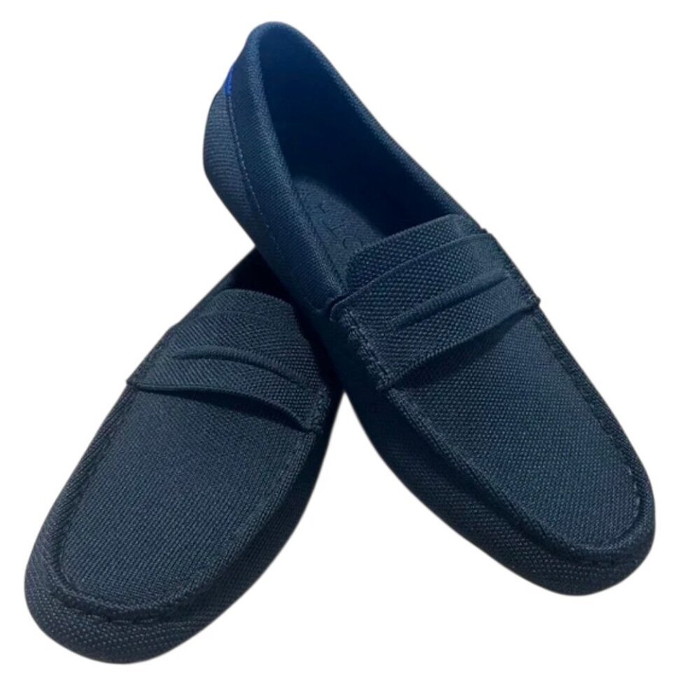 Rothy’s Men’s 12.5 Blue Slip-On Driving Loafers Recycled Knit Rubber Sole Shoes - Picture 2 of 14